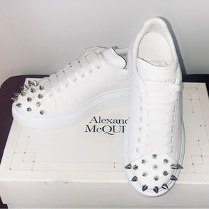 Alexander McQueen White Studded Women's Sneakers, size 38 (8.5us)